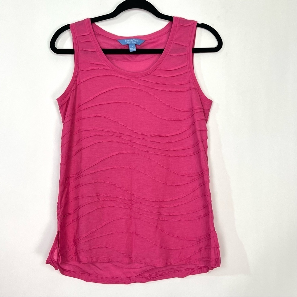 Simply Vera Vera Wang Hot Pink Ruched Sleeveless Tank Top Shirt Sz Small